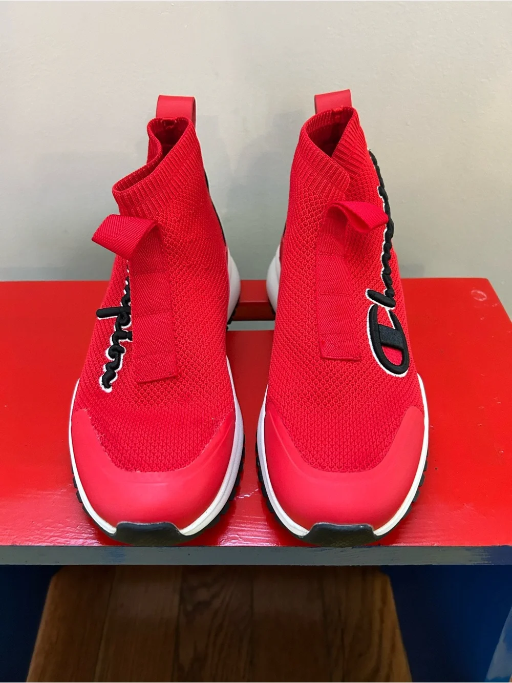 Champion Rally Pro Red Sock Sneakers Kids Youth 5Y Women's 6.5 RF Mid CP100680Y